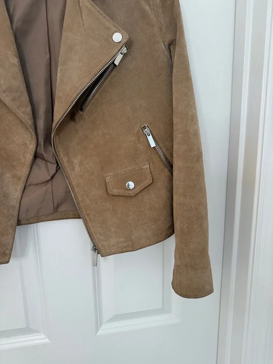 Mango Suede Biker Jacket in Camel - Picture 6 of 13